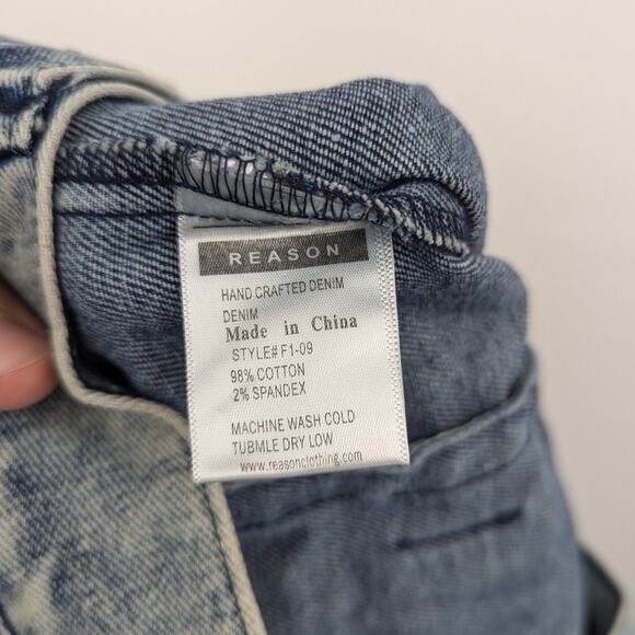 Reason Terra Acid Light Washed Denim Jean Jacket With Patch Detail Size Medium - Picture 8 of 8